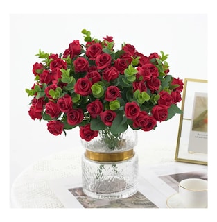 Foto 2 | Foto 2 | 5 Ramos Flores Rose Artificiales Rama Decorativa 50 Flores Eo Safe Imports Esi-19812 Rojo
