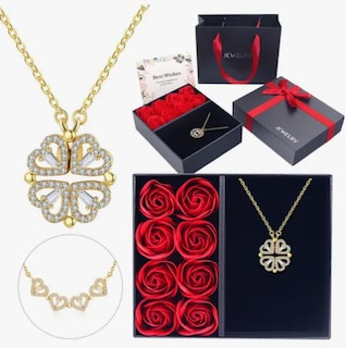 Foto 1 | Foto 1 | Flores Xtellar Rosas Eternas Y Collar Cuatro Tréboles Regalo Mujeres