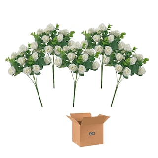 Foto 1 | Foto 1 | 5 Ramos Flores Rose Artificiales Rama Decorativa 50 Flores Eo Safe Imports Esi-19809 Blanco