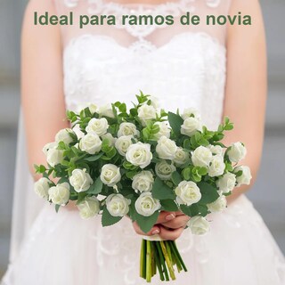 Foto 3 | Foto 3 | 5 Ramos Flores Rose Artificiales Rama Decorativa 50 Flores Eo Safe Imports Esi-19809 Blanco