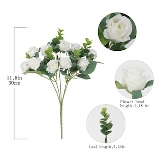 Foto 4 | Foto 4 | 5 Ramos Flores Rose Artificiales Rama Decorativa 50 Flores Eo Safe Imports Esi-19809 Blanco