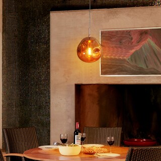 Foto 3 | Foto 3 | Lámpara Colgante Lamina De Acero Cristal Cobre