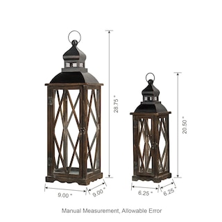 Foto 4 | Foto 4 | Juego De 2 Faroles Para Velas Glitzhome Farmhouse, Madera Y Metal - Venta Internacional.