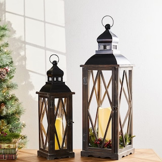 Foto 7 | Foto 7 | Juego De 2 Faroles Para Velas Glitzhome Farmhouse, Madera Y Metal - Venta Internacional.