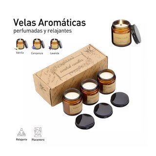 Foto 2 | Foto 2 | 3 Velas Aromáticas Decorativas 100 % Soya Aromaterapia 3.5 Onzas Vainilla, Campanilla y Lavanda
