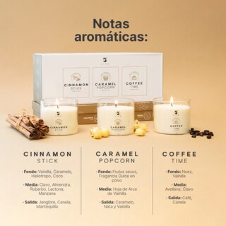 Foto 3 | Foto 3 | Kit 3 Velas de Soya Warm Wishes B Life con Aromas Canela Palomita Caramelizada y Café Duración 50 Hrs