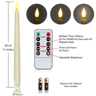 Foto 2 | Foto 2 | Velas Cónicas Sin Llama Homemory Ivory, 11 Pulgadas, Paquete De 12 - Venta Internacional.