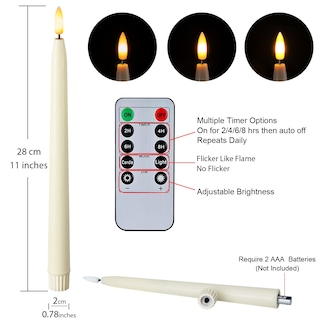 Foto 6 | Foto 6 | Velas Cónicas Sin Llama Homemory Waxy De 28 Cm Con Mando A Distancia, 6 Unidades - Venta Internacional.