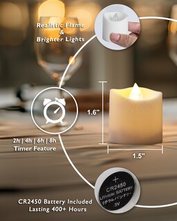 Foto 6 | Foto 6 | Velas Sin Llama Homemory, Paquete De 12 Con Mando A Distancia, 400 H - Venta Internacional.
