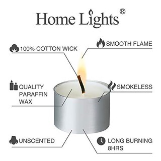 Foto 3 | Foto 3 | Velas Tealight Homelights, 8 Horas De Combustión, 200 Unidades, Color Blanco - Venta Internacional.