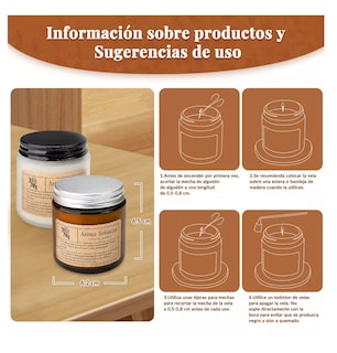 Foto 3 | Foto 3 | Velas Aromáticas Decorative Soja Aromaterapia 600 G Brown White 6 Piezas