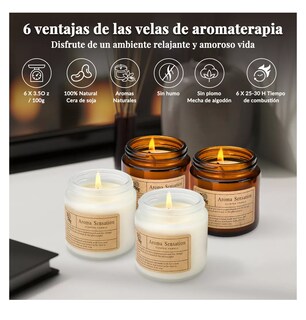 Foto 4 | Foto 4 | Velas Aromáticas Decorative Soja Aromaterapia 600 G Brown White 6 Piezas