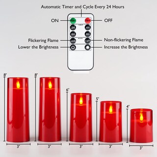 Foto 7 | Foto 7 | Velas Sin Llama Homemory, Led Acrílico Rojo Con Mando A Distancia, Juego De 5 - Venta Internacional.