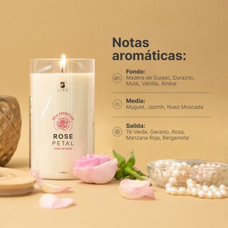 Foto 3 | Foto 3 | Vela De Soya Aromática | 600 G | Aroma Pétalos De Rosa | Duración 120 Horas | Rose Petal Aromatic Candle | B Life.