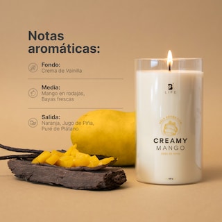 Foto 3 | Foto 3 | Vela De Soya Aromática | 600 G | Aroma Mango | Duración 120 Horas | Cera Para Masaje | Creamy Mango Aromatic Candle | B Life.