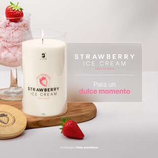 Foto 7 | Foto 7 | Vela de Soya Aromática 600 G Aroma Helado de Fresa Duración 120 Horas B Life