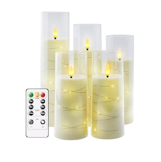 Foto 1 | Foto 1 | Velas Led Lab.G Blancas Flama Realista Vaso de Cristal 5 Piezas