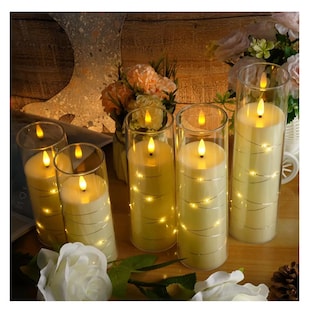 Foto 3 | Foto 3 | Velas Led Lab.G Blancas Flama Realista Vaso de Cristal 5 Piezas