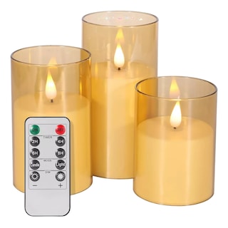 Foto 1 | Foto 1 | Velas Eléctricas Led Flama Realista con Control Remoto 3 Piezas 7.5 cm Dorado