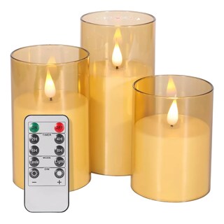 Foto 1 | Foto 1 | Velas Eléctricas Led Flama Realista con Control Remoto 3 Piezas 7.5 cm Dorado
