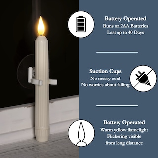 Foto 4 | Foto 4 | Velas De Ventana Homemory, Rayadas En Color Marfil, Con Sensor, 6 Unidades - Venta Internacional.