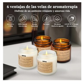 Foto 4 | Foto 4 | Velas Aromáticas Decorativas Belug de Soja 600 g 6 Piezas