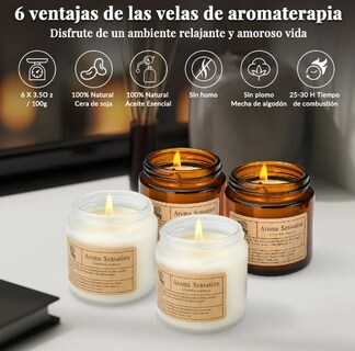 Foto 3 | Foto 3 | Xtellar Set De 6 Velas Aromáticas Esenciales Decadentemente Lujosas De Cera De Soja, Ideal Para Aromaterapia