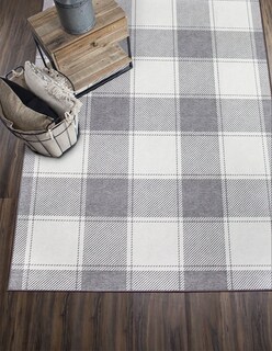 Foto 2 | Foto 2 | Tapete Decorativo Lavable Cuadros Escoceses Gris Y Blanco