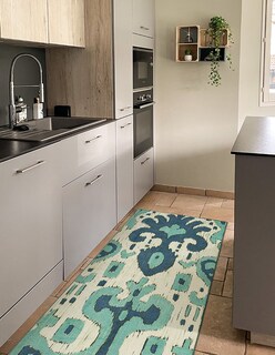 Foto 2 | Foto 2 | Tapete Decorativo Lavable Ocre Ikat Azul Acero