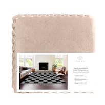 Alfombra Rompecabezas De Felpa Beige 10 Pzas