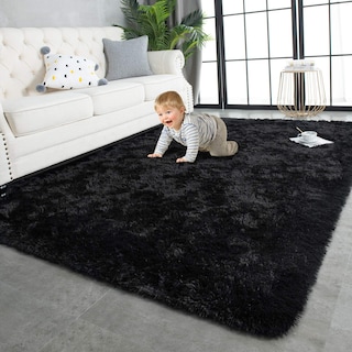Foto 1 | Foto 1 | Alfombras Esponjosas Twinnis, Supersuaves, Negras, 120 X 180 Cm - Venta Internacional.