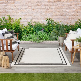 Foto 3 | Foto 3 | Area Rug Nourison Essentials Para Interiores Y Exteriores, Color Marfil Y Negro, 120 Cm X 180 Cm - Venta Internacional.