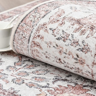 Foto 5 | Foto 5 | Alfombra Redonda Jinchan De 2,44 M, Lavable, Con Estampado Floral Rojo Vintage - Venta Internacional.