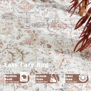 Foto 7 | Foto 7 | Alfombra Redonda Jinchan De 2,44 M, Lavable, Con Estampado Floral Rojo Vintage - Venta Internacional.