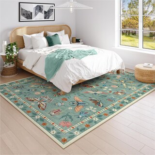 Foto 5 | Foto 5 | Alfombra Lahome, Color Verde Insecto, 240 X 300 Cm, Lavable, Para Sala De Estar - Venta Internacional.