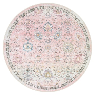 Foto 7 | Foto 7 | Alfombra Lahome, Rosa Claro, Bohemio, Redonda, 180 Cm, Lavable, Antideslizante - Venta Internacional.