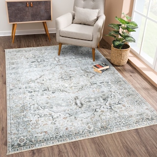 Foto 1 | Foto 1 | Alfombras Area Rug Bloom, Lavables, Antideslizantes, 60 X 90 Cm, Color Marfil, Gris Y Caramelo - Venta Internacional.