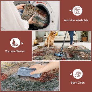 Foto 4 | Foto 4 | Alfombra Lahome Moderna Abstracta Roja 120 Cm X 120 Cm Lavable - Venta Internacional.