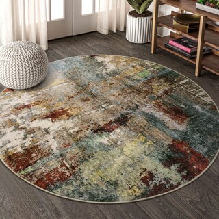 Foto 6 | Foto 6 | Alfombra Lahome Moderna Abstracta Roja 120 Cm X 120 Cm Lavable - Venta Internacional.