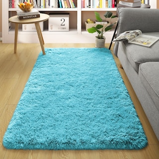 Foto 6 | Foto 6 | Alfombra Merelax Moderna Suave Y Esponjosa Peluda 60 X 90 Cm Color Verde Azulado - Venta Internacional.