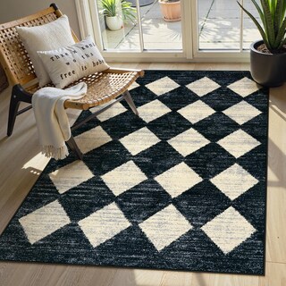 Foto 1 | Foto 1 | Alfombra Lahome Moroccan Trellis De 3 X 5 Pies Lavable Negra - Venta Internacional.