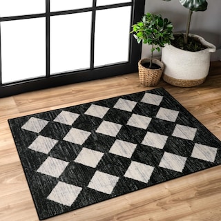 Foto 1 | Foto 1 | Alfombra Lahome Moroccan Trellis 60 X 90 Cm Antideslizante Negra - Venta Internacional.