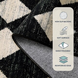 Foto 6 | Foto 6 | Alfombra Lahome Moroccan Trellis 60 X 90 Cm Antideslizante Negra - Venta Internacional.