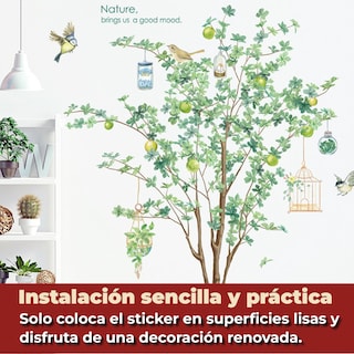 Foto 4 | Foto 4 | Sticker Vinil Decorativo Con Diseño De Árbol Con Pájaros Para Pared