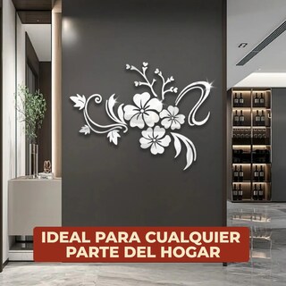 Foto 4 | Foto 4 | Vinilo Decorativo Con Acabado De Espejo Con Diseño De Flores 120 X 90 Cm Color Plata