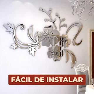Foto 5 | Foto 5 | Vinilo Decorativo Con Acabado De Espejo Con Diseño De Flores 120 X 90 Cm Color Plata