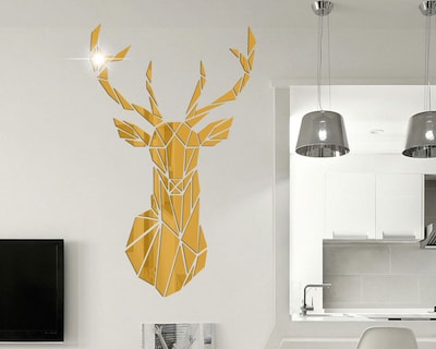 Foto 3 | Foto 3 | Vinilo Decorativo con Acabado de Espejo con Diseño de Ciervo color Oro