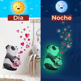 Foto 2 | Foto 2 | Pegatina Luminosa Con Diseño De Panda Para Pared