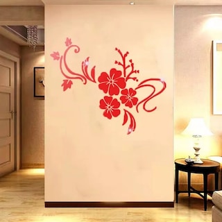 Foto 3 | Foto 3 | Vinilo Decorativo con Acabado de Espejo de Flores 120 X 91 Cm color Rojo