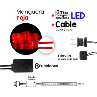 Foto 2 | Foto 2 | Manguera Decorativa Genérico L562287 Luz Led Rojo Uso Exterior/interior Cable Recubierto Gel 10 m
